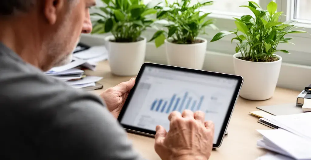 Utilisateur consultant données comparatives agences immobilières Lyon sur écran